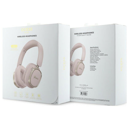Ασύρματα ακουστικά Bluetooth Guess Rectangle Metal Script, A2DP, Ροζ
