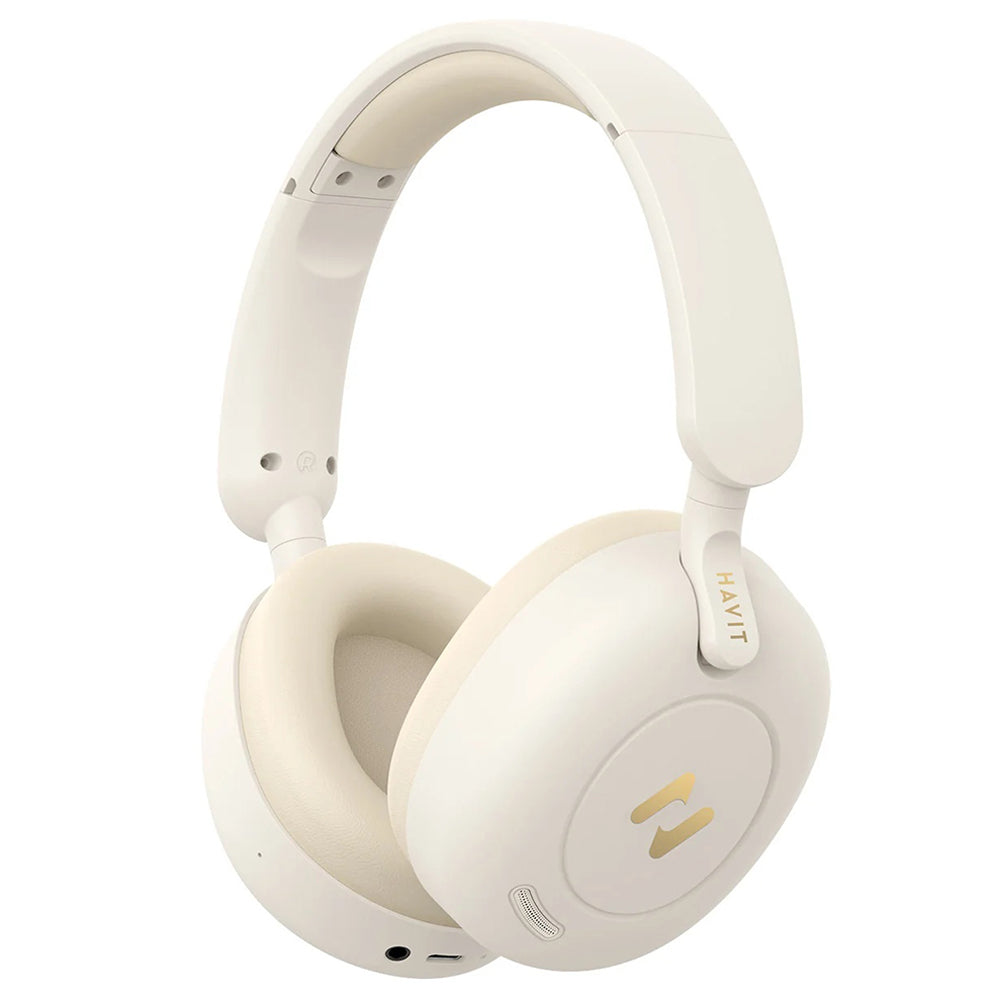 Handsfree Bluetooth HAVIT H655BT Pro, Multipoint, A2DP, ANC, Μπεζ