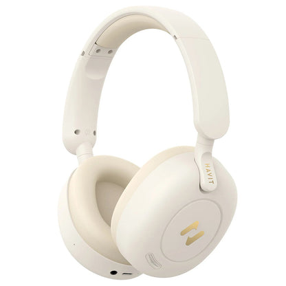 Handsfree Bluetooth HAVIT H655BT Pro, Multipoint, A2DP, ANC, Μπεζ