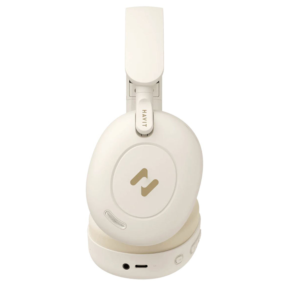 Handsfree Bluetooth HAVIT H655BT Pro, Multipoint, A2DP, ANC, Μπεζ