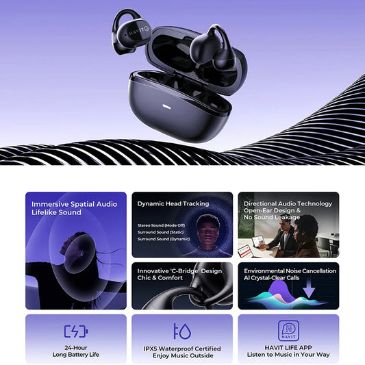 Handsfree Bluetooth HAVIT OWS916, TWS, Γκρι