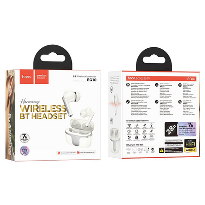 Handsfree Bluetooth HOCO EQ10, TWS, Λευκό