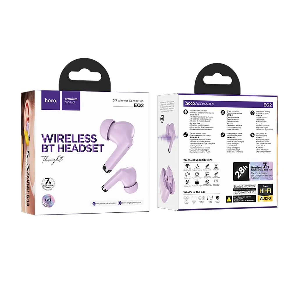 Bluetooth Handsfree Bluetooth HOCO EQ2, TWS, Mov 