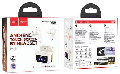 Handsfree Bluetooth HOCO EQ21, TWS, ANC, Λευκό