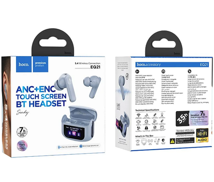 Handsfree Bluetooth HOCO EQ21, TWS, ANC, Μπλε