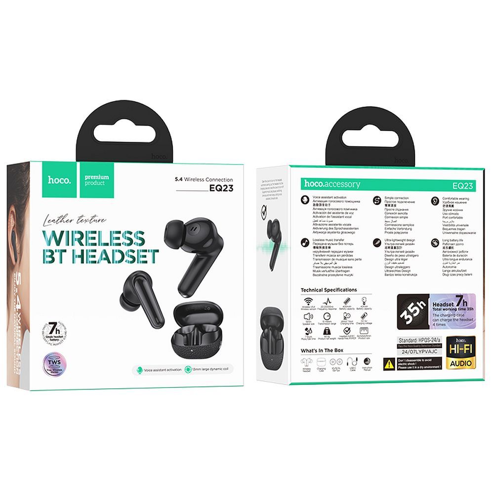 Handsfree Bluetooth HOCO EQ23, TWS, Μαύρο