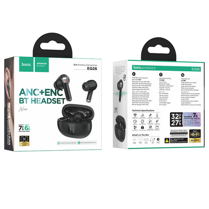 Handsfree Bluetooth HOCO EQ26, TWS, ANC, Μαύρο