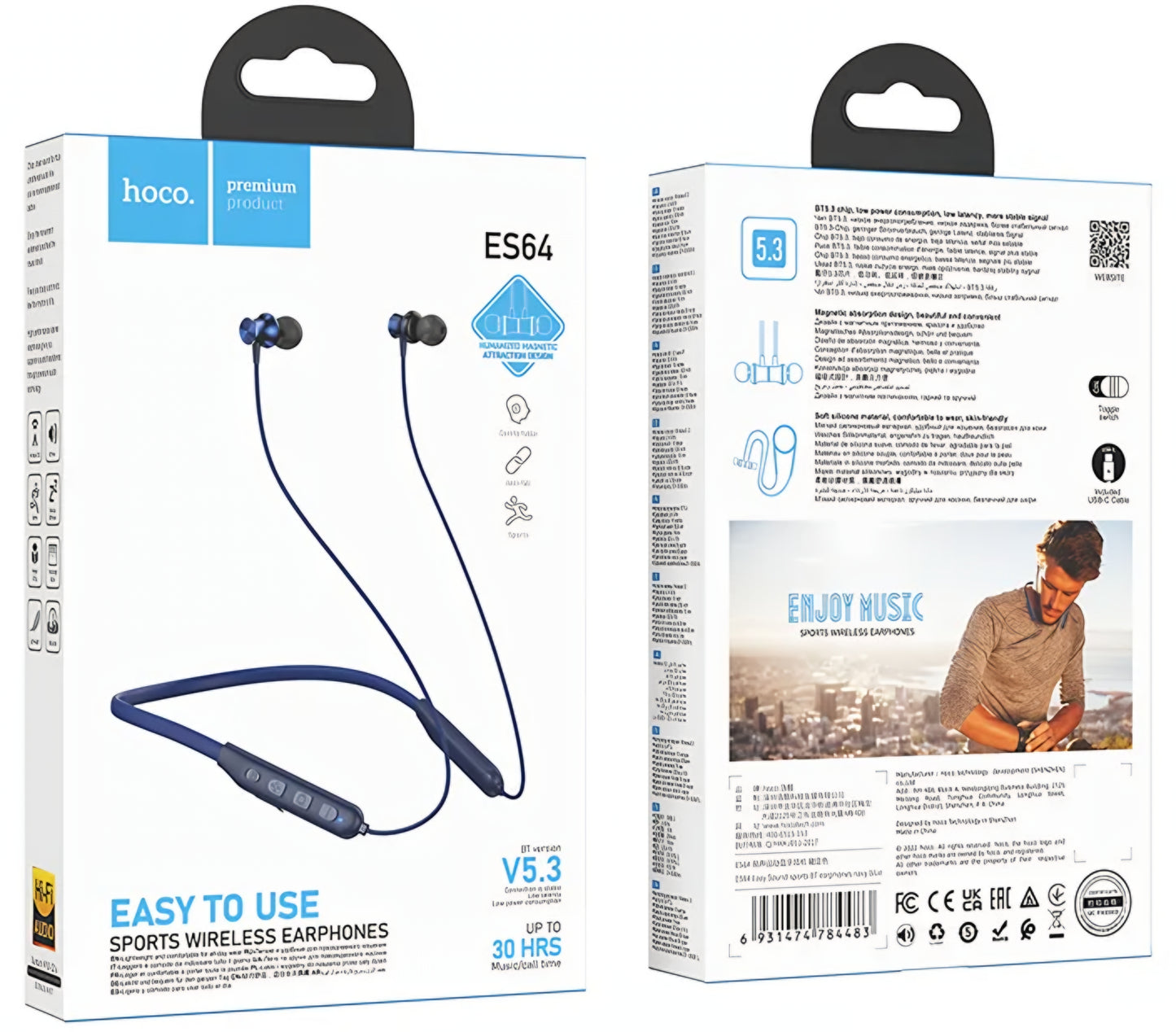 Handsfree Bluetooth HOCO ES64, A2DP, Μπλε