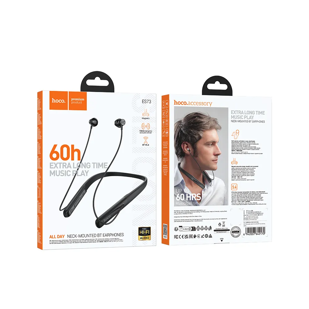 Handsfree Bluetooth HOCO ES73, A2DP, Μαύρο