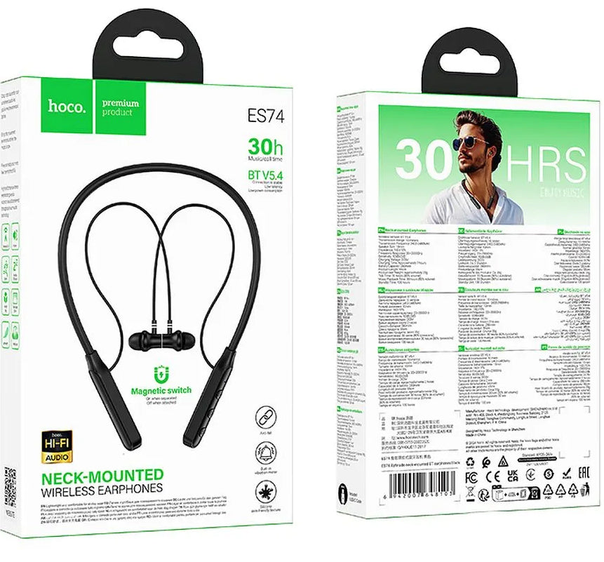 Handsfree Bluetooth HOCO ES74, A2DP, Μαύρο