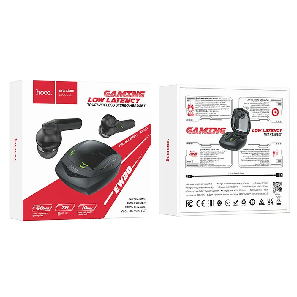 Handsfree Bluetooth HOCO EW28, TWS, Μαύρο