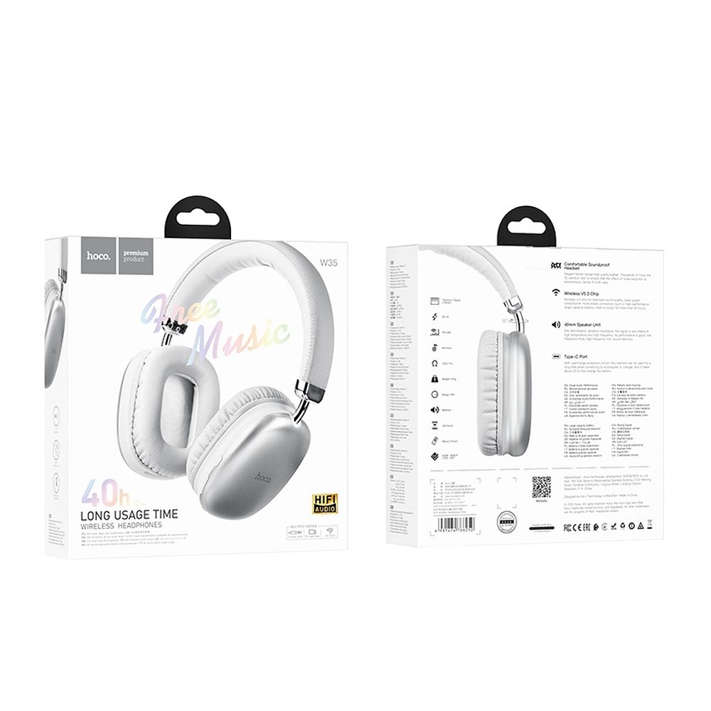 Handsfree Bluetooth HOCO W35, A2DP, Ασημί