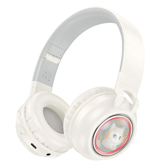 Handsfree Bluetooth HOCO W50 Kids Cute Cat, A2DP, Λευκό