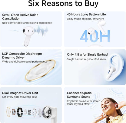 Handsfree Bluetooth Honor Choice X7e, TWS, ANC, Λευκό 5504ABHF