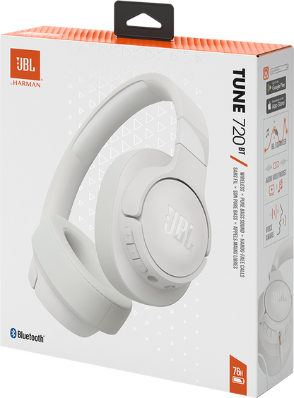 Handsfree Bluetooth JBL Tune 720BT, MultiPoint, A2DP, Λευκό JBLT720BTWHT