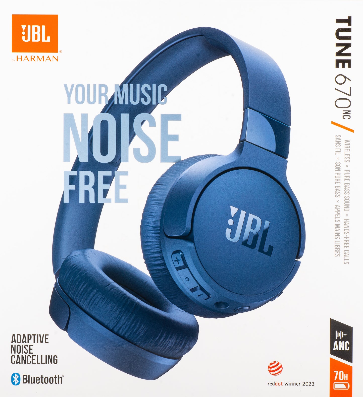 Handsfree Bluetooth JBL Tune 670NC, MultiPoint, A2DP, ANC, Μπλε JBLT670NCBLUAP