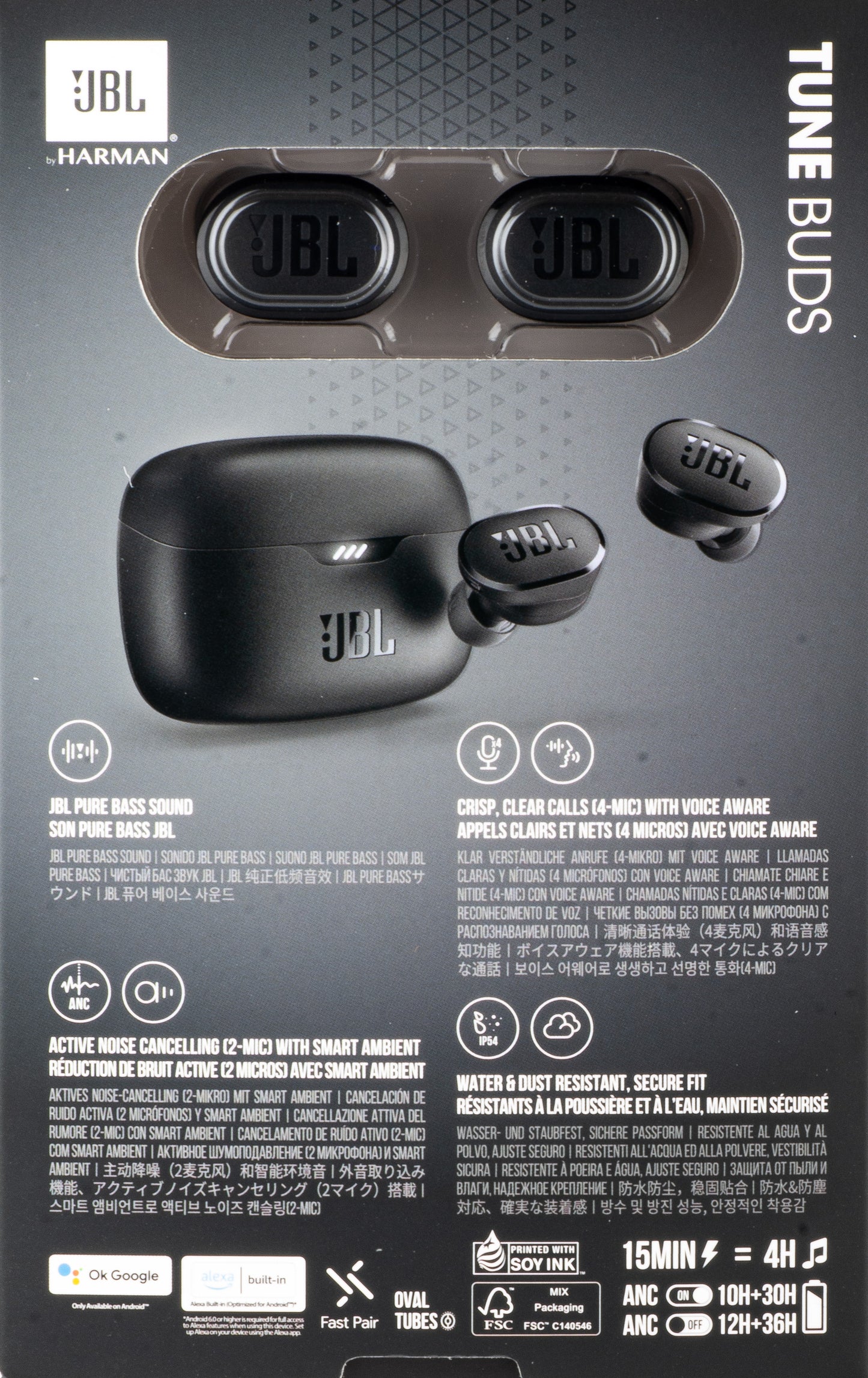 Handsfree Bluetooth JBL Tune Buds, TWS, ANC, Multipoint, Μαύρο JBLTBUDSBLK