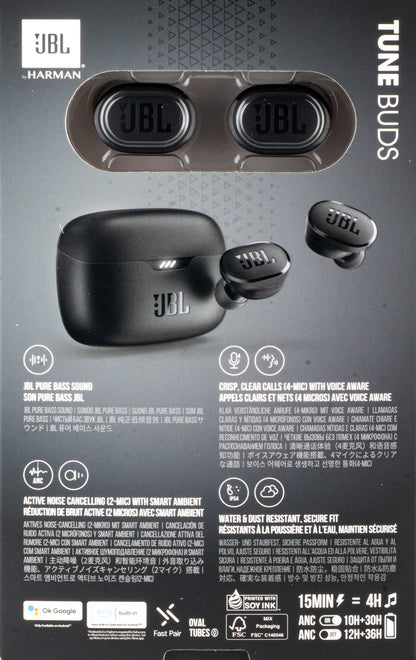 Handsfree Bluetooth JBL Tune Buds, TWS, ANC, Multipoint, Μαύρο JBLTBUDSBLK