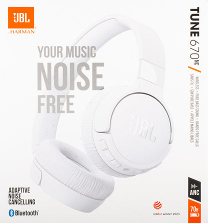 Handsfree Bluetooth JBL Tune 670NC, MultiPoint, A2DP, ANC, Λευκό JBLT670NCWHTAP