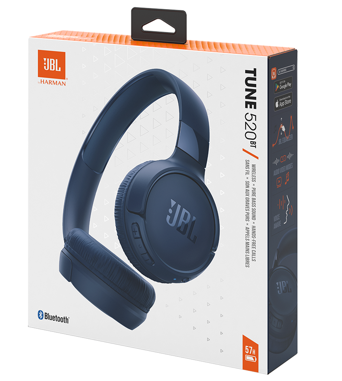 Bluetooth handsfree JBL Tune 520BT, MultiPoint, A2DP, μπλε JBLT520BTBTBLU