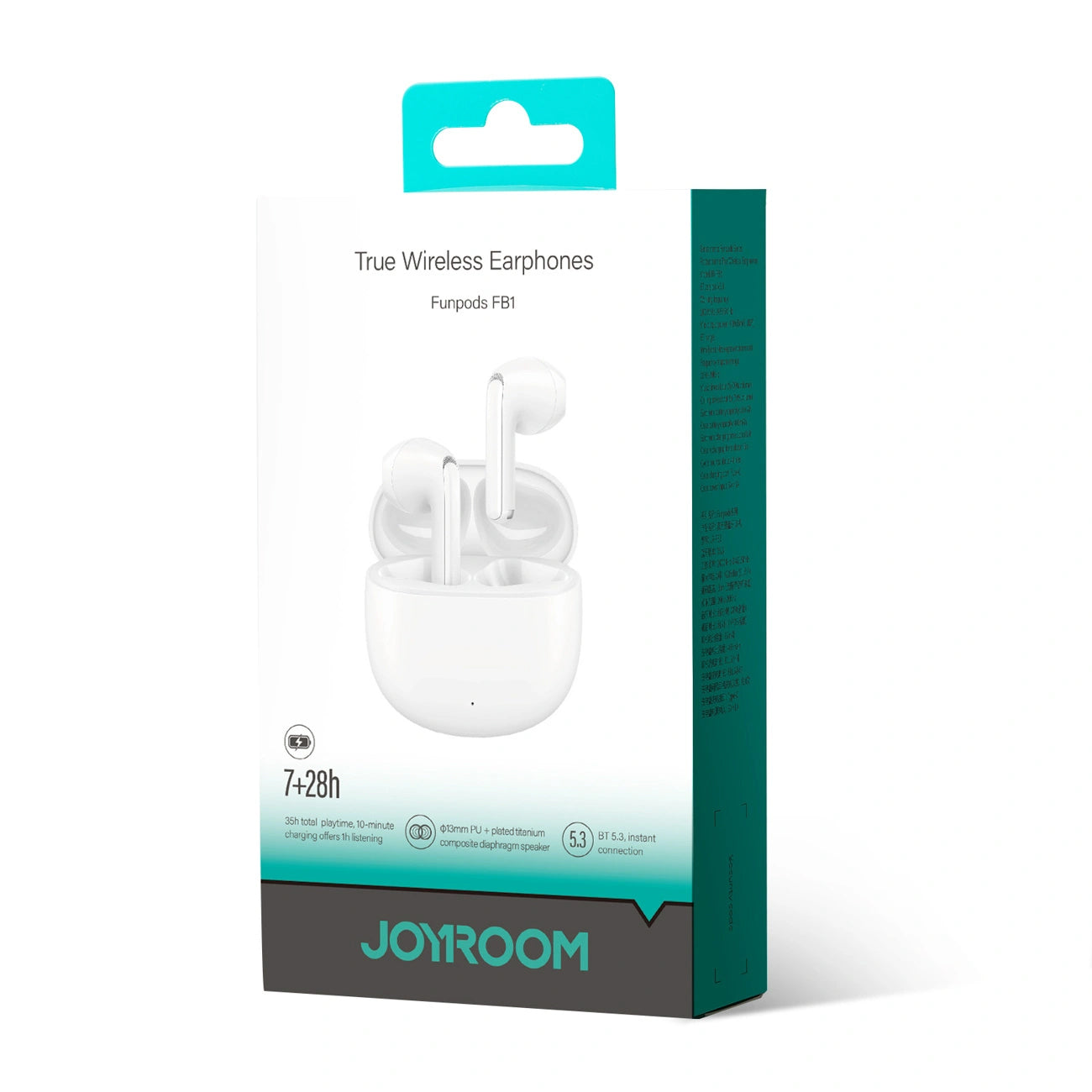 Ασύρματα ακουστικά Bluetooth Joyroom Funpods JR-FB1 Νέα Έκδοση, TWS, Λευκό