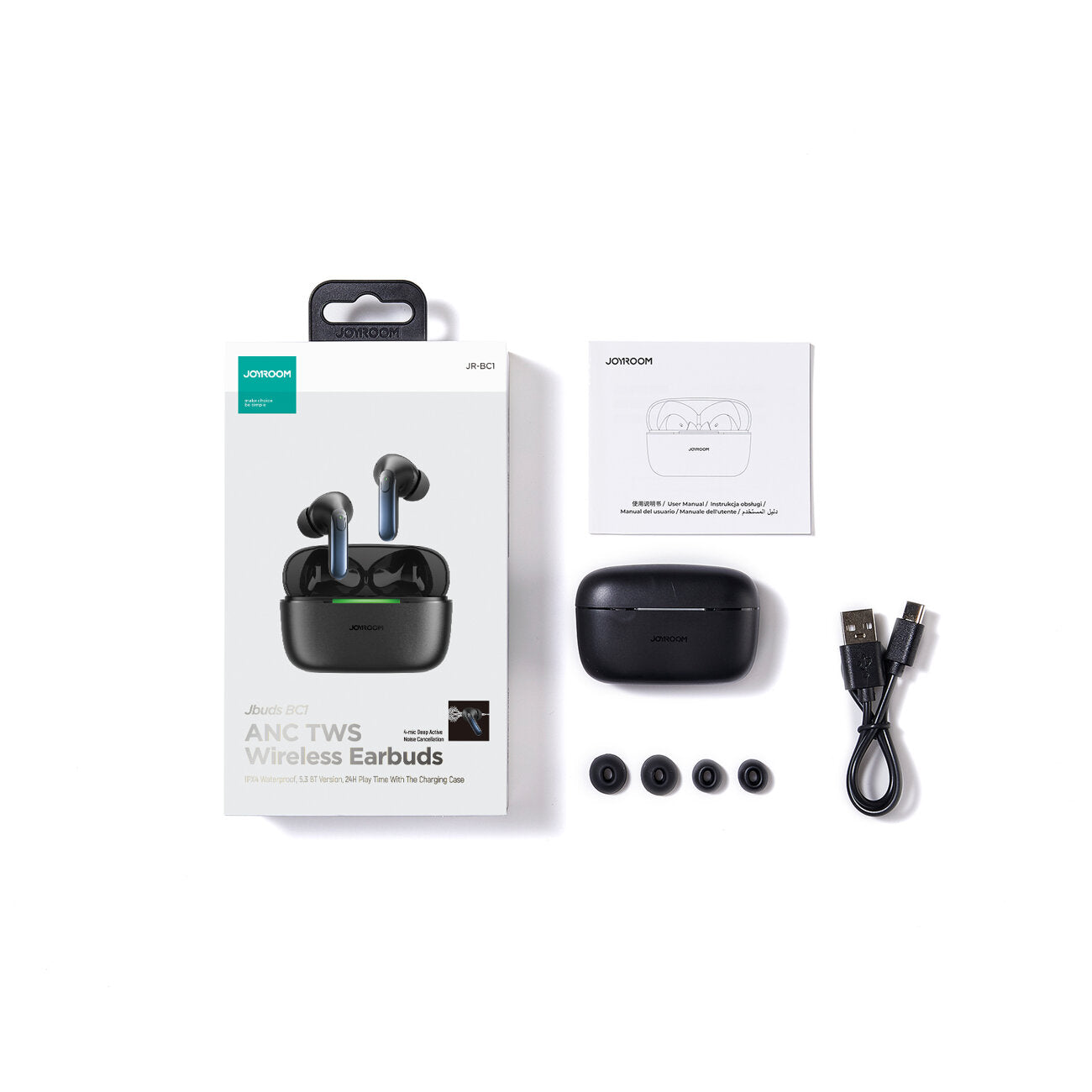 Handsfree Bluetooth Joyroom JR-BC1, TWS, ANC, Μαύρο