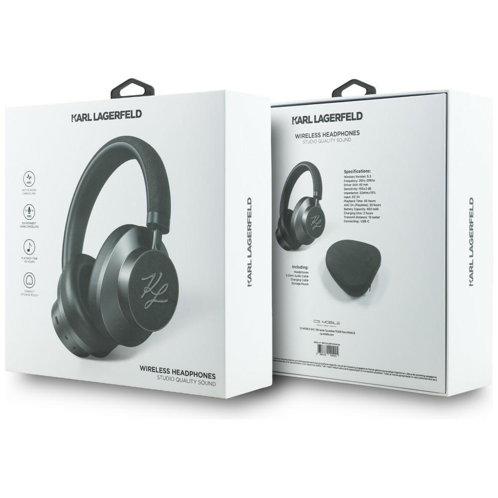Handsfree Bluetooth Karl Lagerfeld Grained Initials, A2DP, ANC, Μαύρο