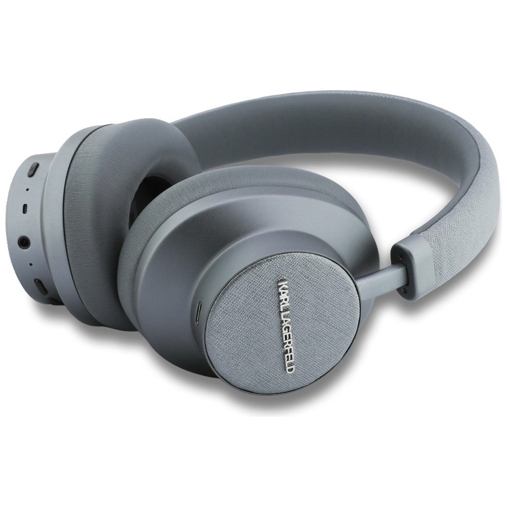Handsfree Bluetooth Karl Lagerfeld Saffiano Elongated, A2DP, ANC, Γκρι