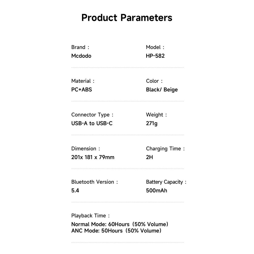 Handsfree Bluetooth McDodo HP-5821 T03, A2DP, ANC, Μπεζ