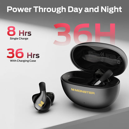 Ασύρματα ακουστικά Bluetooth Monster AC225, TWS, Μαύρο