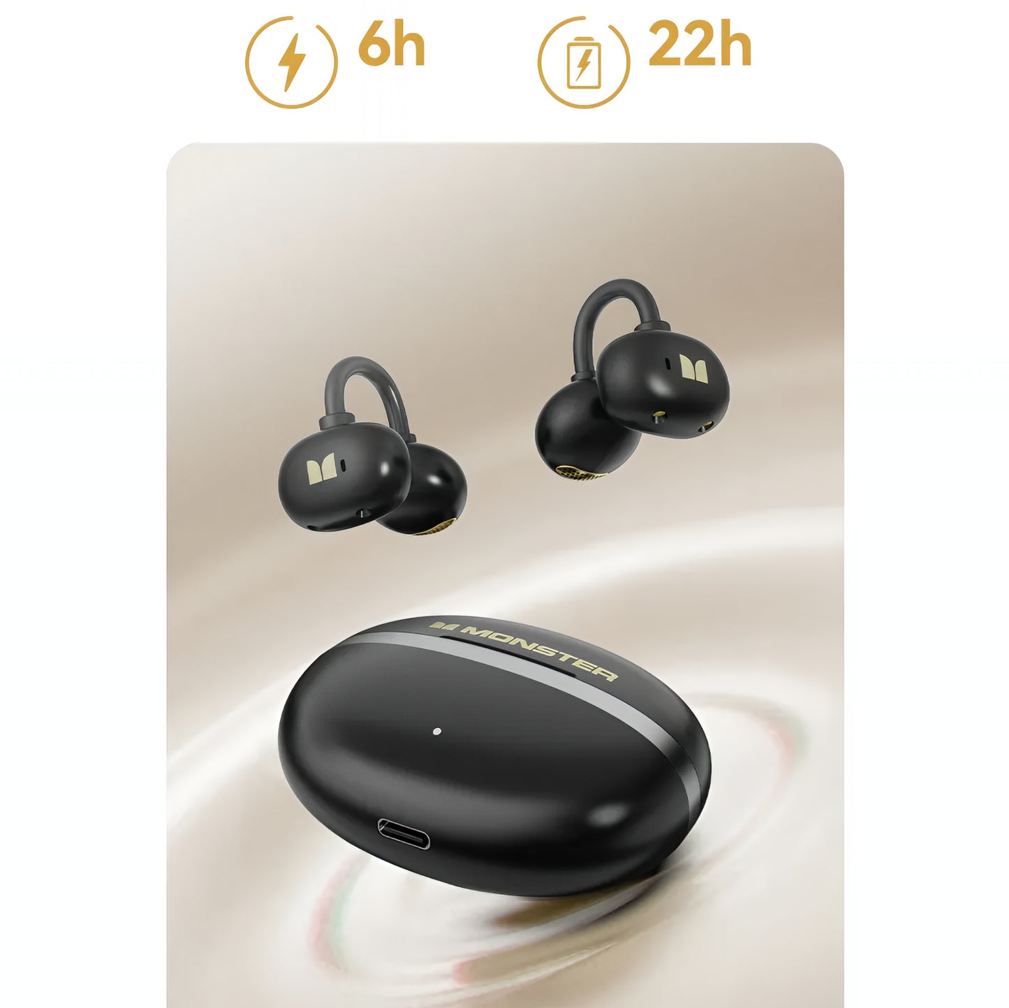 Ασύρματα ακουστικά Bluetooth Monster AirClip AC200, TWS, Μαύρο