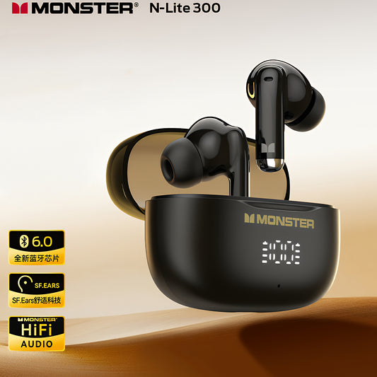 Ασύρματα ακουστικά Bluetooth Monster N-Lite 300, TWS, Μαύρο