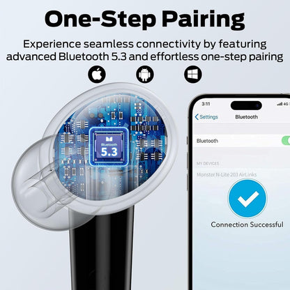 Bluetooth Handsfree Monster N-Lite 203 AirLinks, TWS, Black