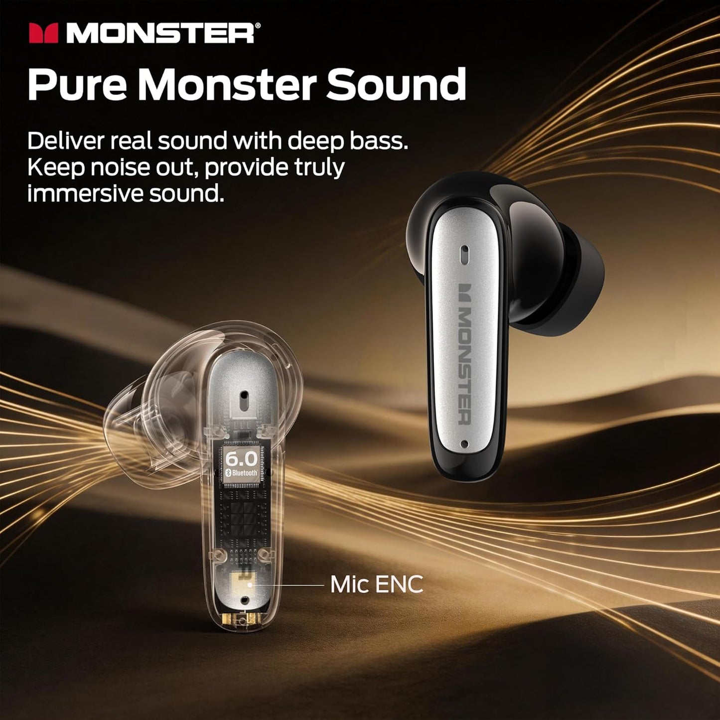 Ασύρματα ακουστικά Bluetooth Monster N-Lite 310, TWS, Μαύρο