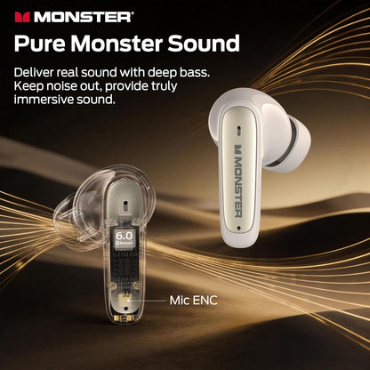 Ασύρματα ακουστικά Bluetooth Monster N-Lite 310, TWS, Ανοιχτό Κρεμ