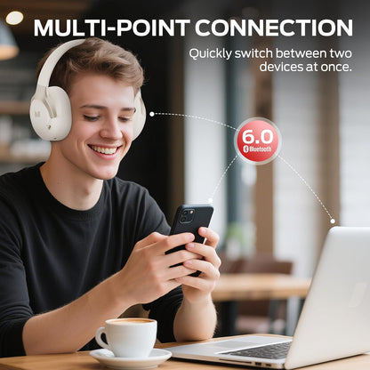 Ασύρματο ακουστικό Bluetooth Monster Persona 5th, MultiPoint, A2DP, ANC, Λευκό