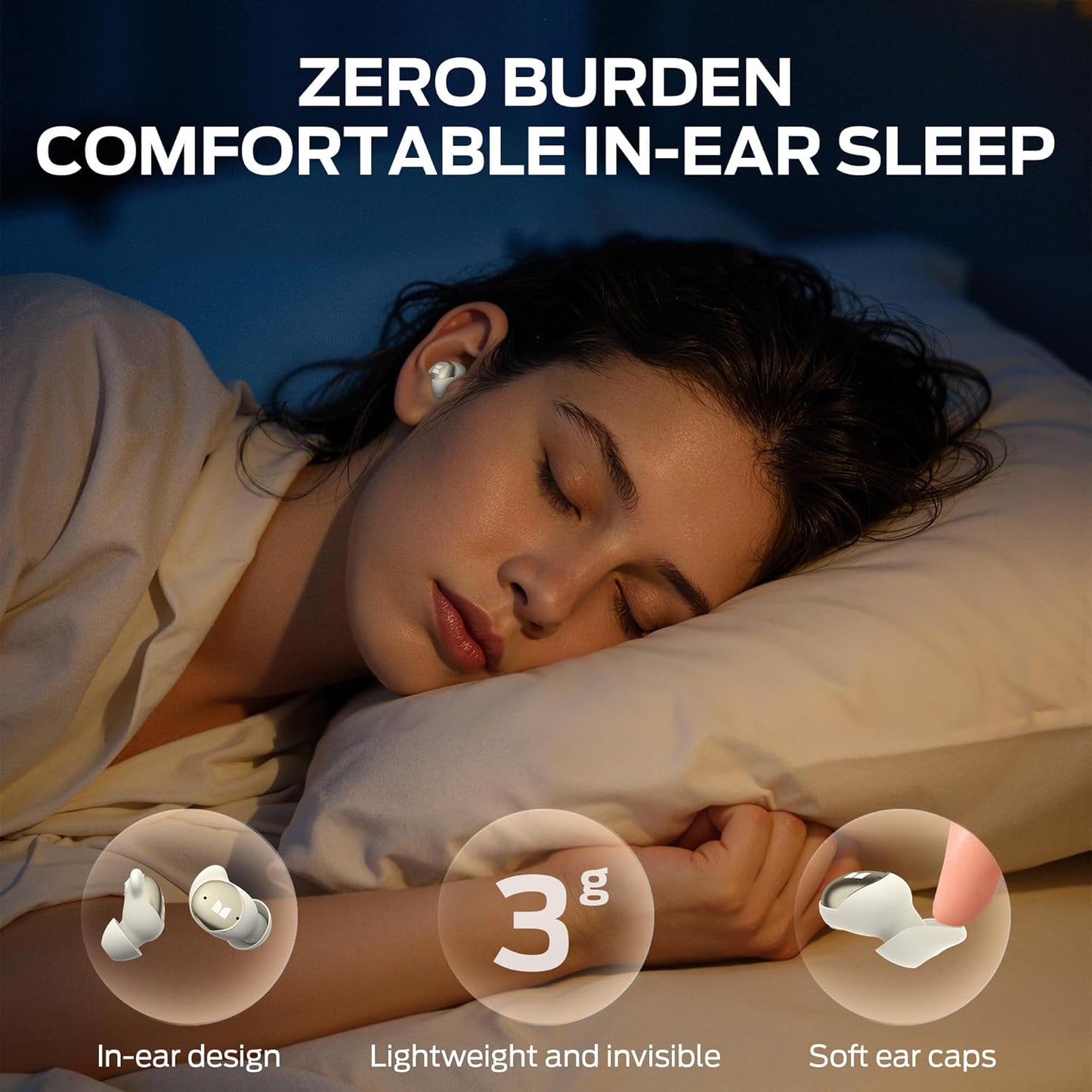 Handsfree Bluetooth Monster Sleep Ear200, TWS, ANC, Χρυσό