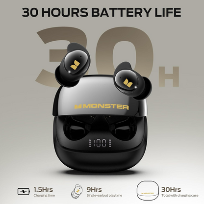 Ασύρματα ακουστικά Bluetooth Monster Sleep Ear200, TWS, ANC, Μαύρο