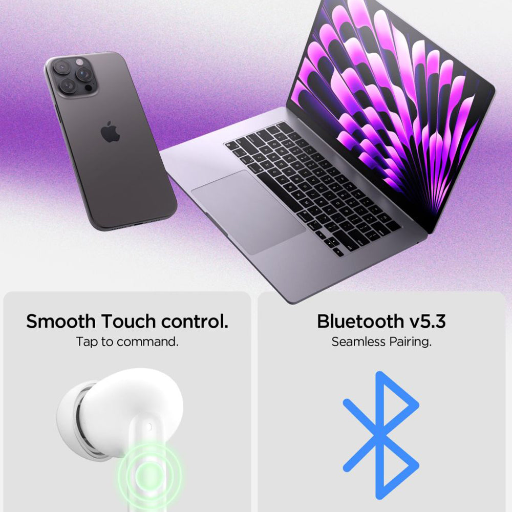 Handsfree Bluetooth Spigen SA2400, TWS, ANC, Μαύρο