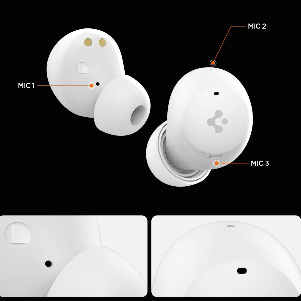 Handsfree Bluetooth Spigen SA2401, TWS, ANC, Λευκό ASD07963