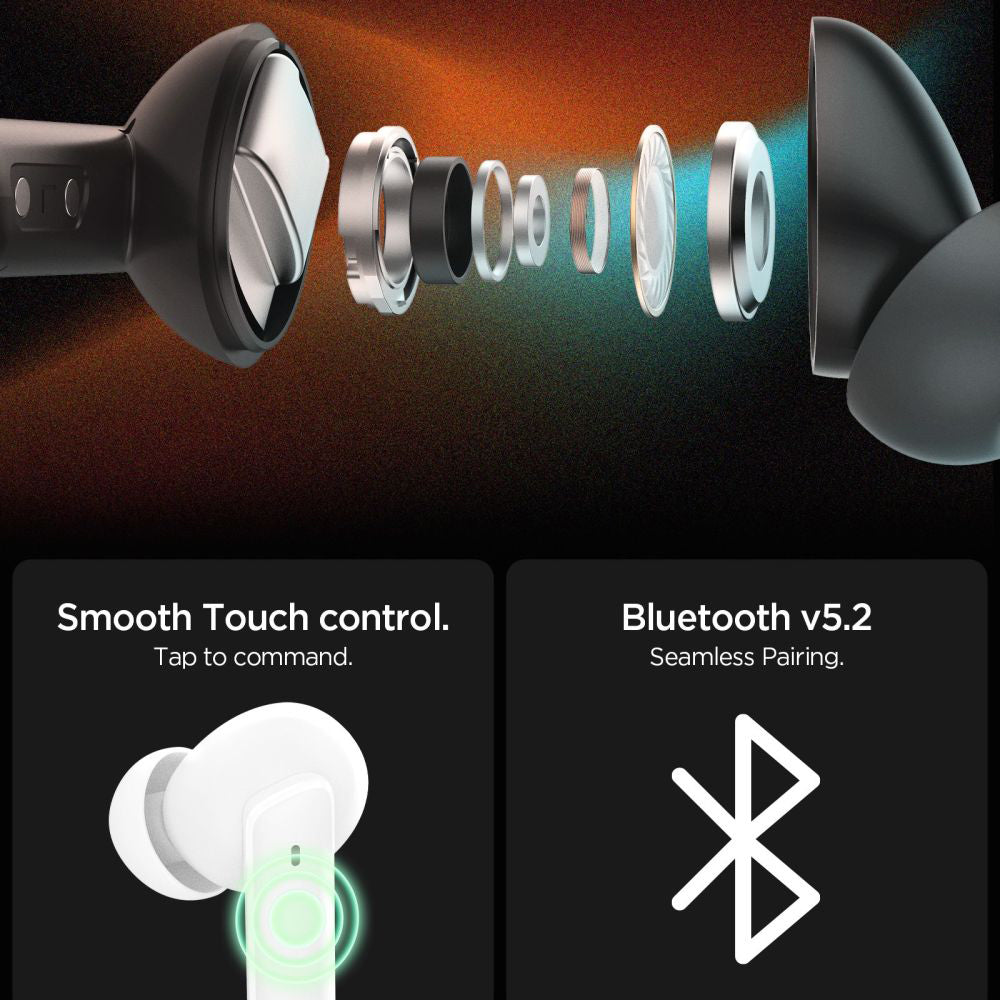 Handsfree Bluetooth Spigen SA2402, TWS, ANC, Μαύρο