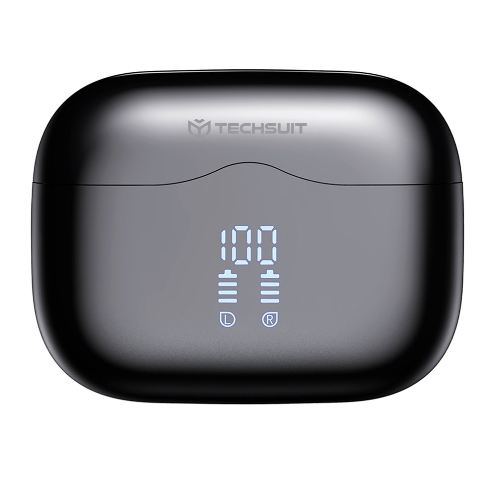 Handsfree Bluetooth Techsuit CW2 VelarX One, TWS, ANC, Μαύρο