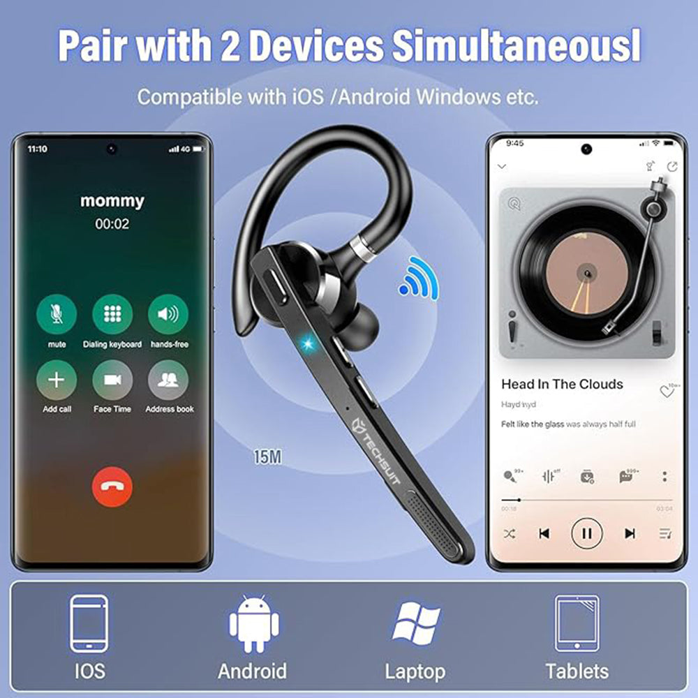 Handsfree Bluetooth Techsuit G9 TalkZen, A2DP, Μαύρο