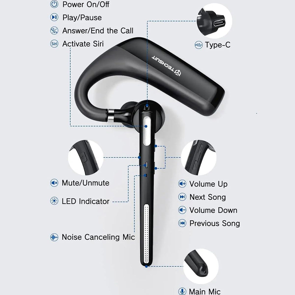 Handsfree Bluetooth Techsuit PowerTalks G6, MultiPoint, A2DP, Μαύρο