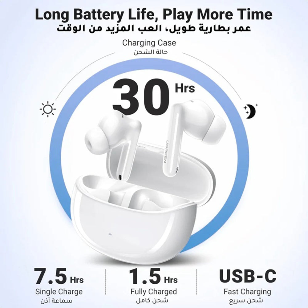 Handsfree Bluetooth UGREEN HiTune T3 Pro WS206, TWS, ANC, MultiPoint, Λευκό