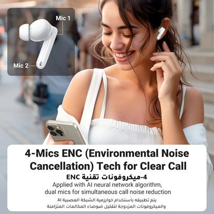 Handsfree Bluetooth UGREEN HiTune T3 Pro WS206, TWS, ANC, MultiPoint, Λευκό