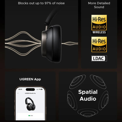 Handsfree Bluetooth UGREEN Studio Pro HP206, A2DP, ANC, Μαύρο