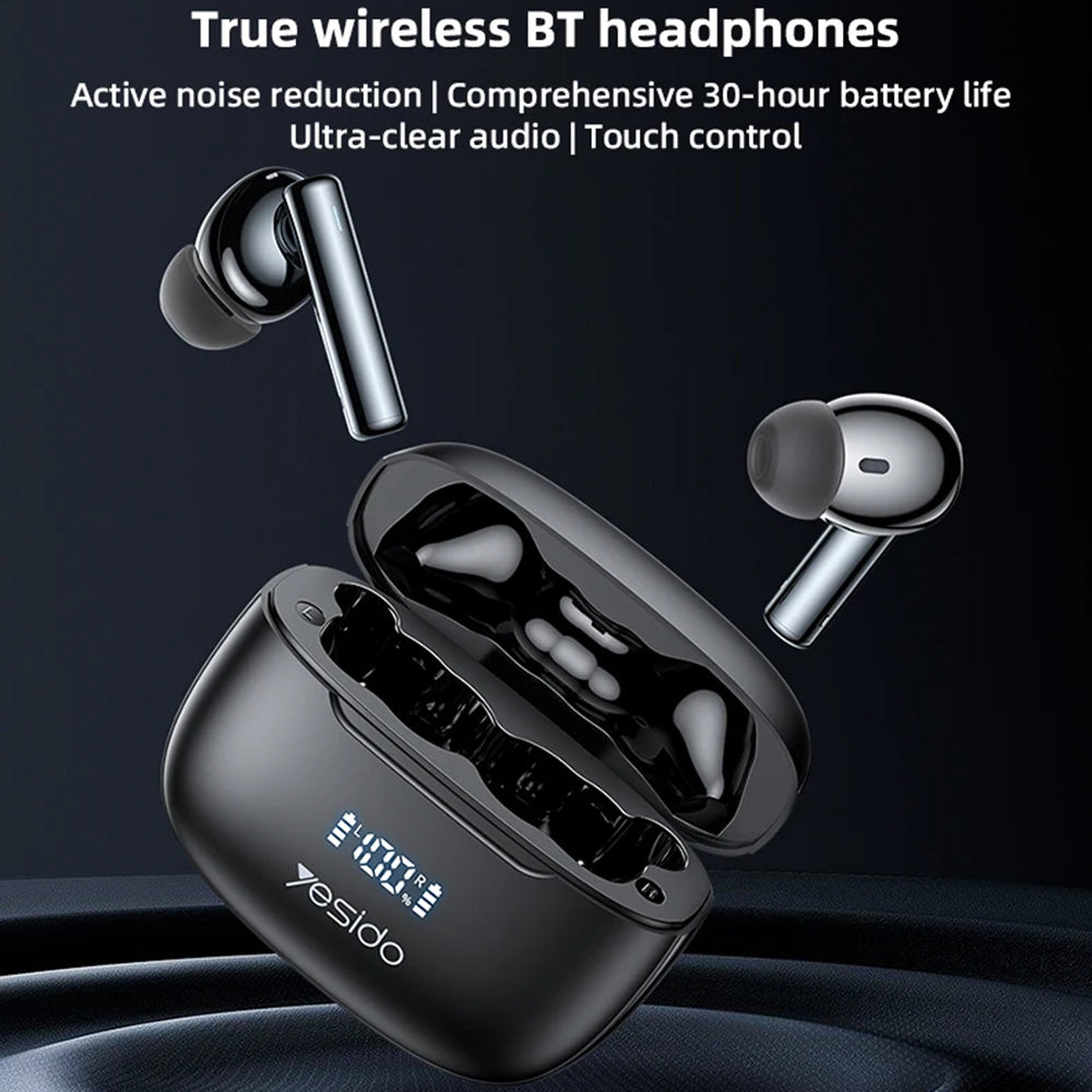 Handsfree Bluetooth Yesido TWS23, TWS, ANC, Μαύρο
