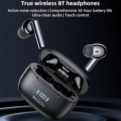 Handsfree Bluetooth Yesido TWS23, TWS, ANC, Μαύρο