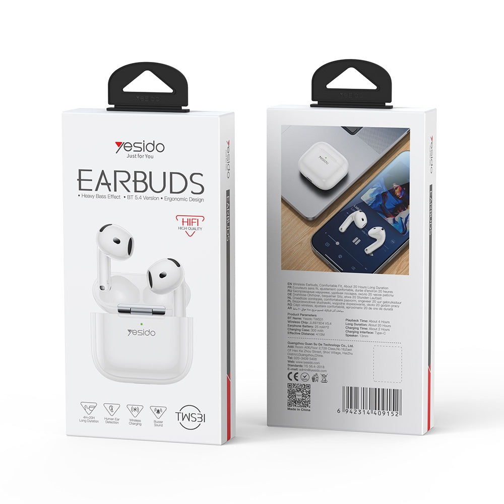 Handsfree Bluetooth Yesido TWS31, TWS, Λευκό